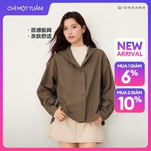 GIORDANO Women Jackets High-Low Hem Oversized Hooded Jackets Button Closure Fashionable Casual Jackets 13376852