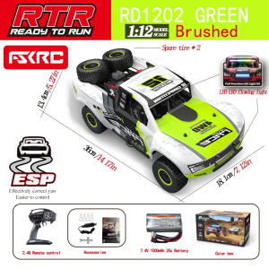 JDD[Fast Delivery][Original Available]Hb-Rd1201-1204 High-Speed 1:12 Scale Four-Wheel Drive Remote Control Car 2.4ghz With Led Light 45km/H Short Truck Toy Model