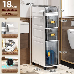Slim Bathroom Storage Cabinet Toilet Paper Storage with Wheel Drawer Storage Corner Storage Rack for Kitchen Organizer