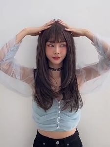 Fashion Long Straight Hair Wig For Women Korean Full Head Hair Wig Straight Bangs Hair Accessories