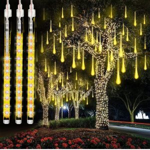Meteor Shower Rain light Outdoor Lighting 30CM/50CM Upgraded 8 Tubes Waterproof Decoration Falling Fairy Lights With UK Plug With Remote Control 流星雨灯
