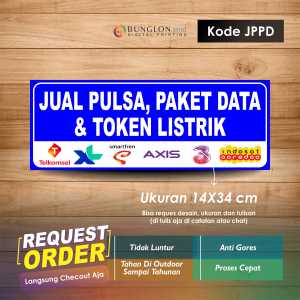 STIKER JUAL PULSA PAKET DATA DAN TOKEN LISTRIK +LIMINASI KODE JPPD BIRU