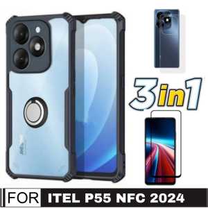 Hard Case itel P55 Nfc Armor Fusion Shockproof Transparent Free Holder Ring