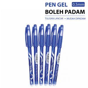 Pen Gel Boleh Padam 0.5mm | Erasable Gel Pen | Pen Sekolah & Pejabat | Dakwat Gel Hitam Biru | Alat Tulis | 6pcs / 12pcs