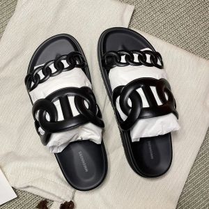 Free Shipping New Summer Collection: Cross-Strap Sandals Casual Thick-Soled Round-Toe Chain Beach Slippers For Women