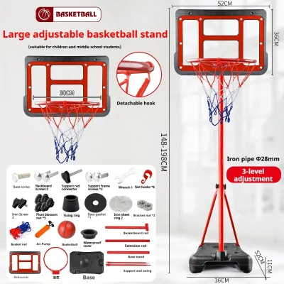 【Height Adjustable】 Basketball Ring for Kids/Adults 6.5/8.2ft Standard Basketball Hoop Set with PE Base and PC Board Basketball Ring/Backboard With Stand Gift for Kids