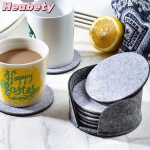 Heabety 10 Pieces set Round Felt Coasters Dining Table Protector Heat-resistant Coasters Coffee Tea Hot Drink Cup Placemats