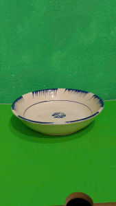 Set 5 đĩa lòng sâu phết xanh 20 cm ( gốm sành)