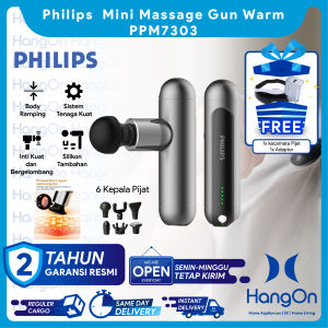 PHILIPS PPM7303 Mini Massage Gun Warm Alat Pijat Elektrik Massager Relaxing 6 Kepala Pijatan Pemijat Terapi Badan di Mobil Rumah Kantor dan lain lain