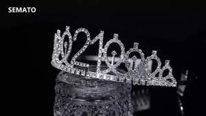 21st Birthday Decorations for Her \"Finally 21\" Birthday Sash and Rhinestone Crown Tiara Set for Girls 21st Birthday Gifts for Happy 21st Birthday Party Favor Supplies (silver)
