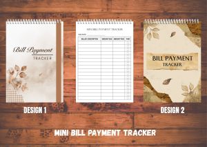 BILL PAYMENT TRACKER • Laminated Cover • A5 / A4 size • 80gsm • 70 leaves • 140 pages • Option to Customize