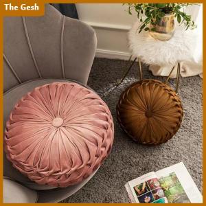 [The Gesh] Light Luxury Solid Color Dutch Velvet Pumpkin Sofa Pillow Hand Sewn Wheel Shape Chair Waist Pillow Cushion