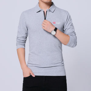 TFETTERS Autumn Mens Fashion Zipper Collar Design Men T-shirt Long Sleeve Cotton Tee Solid Color Business T-shirt Men Top2026