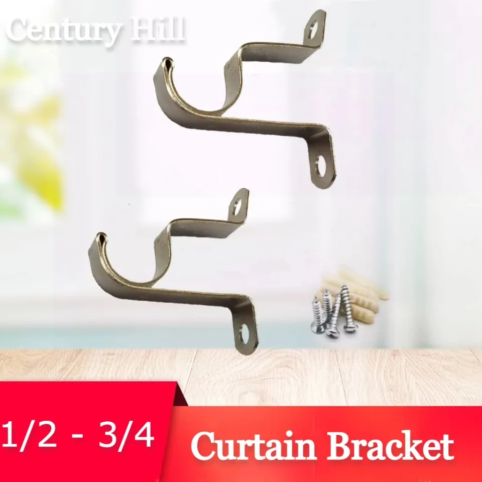 Curtain Rod Bracket Chrome Pipe Holder Chrome End Cap (1/2 ,3/4)