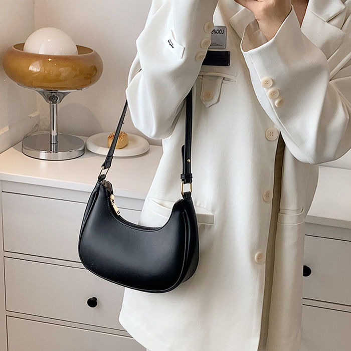 Leather baguette online handbag