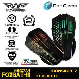 Armaggeddon Mikoyan Foxbat III Gaming Mouse | Wireless 2.4G | 10000 CPI | 6 Programmable Button | Free Mouse Pad Mice