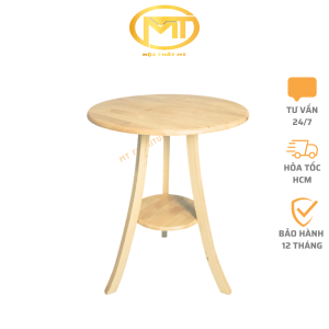 BÀN TRÀ BA CHÂN BT3C BÀN HỌC BÀN ĂN TRÒN PHÙ HỢP CHO KHÔNG GIAN DECOR Chất liệu 100% gỗ cao su tự nhiên
