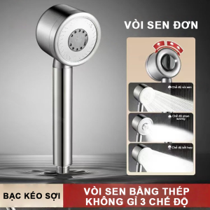 Vòi hoa sen inox 304 tăng áp mạnh mẽ 3 chế độ phun nước dùng được cả nước nóng và lạnh lắp đặt dễ dàng