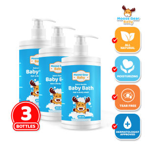 Moose Gear Baby Bath Gel Hair & Body Wash 300ml 3PCS Soap & Shampoo Extra Gentle Care for All Skin