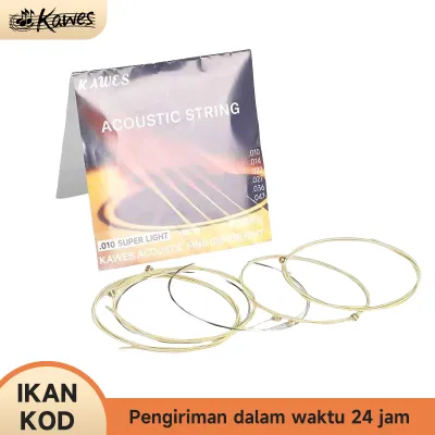 KAWES Senar Gitar Akustik 10/12 6pcs/Set Senar Gitar kuningan Tahan Korosi Cocok untuk Pemain Lanjutan dan Pemula