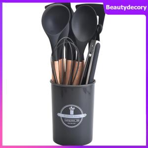 【New Arrival】12Pcs Kitchen Utensil Set Cooking Tools Kit Wooden Handle Heat-Resistant Cookware Spatula Spoon Brush Whisk for Kitchen