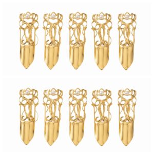 HUNIU 5/10pcs Có thể điều chỉnh Nhẫn đính móng tay Hợp kim Cổ điển Phụ Kiện Làm Móng Vàng Tay nghề tinh xảo Bộ Trang Bị Chiến Binh Trang phục Hán phục
