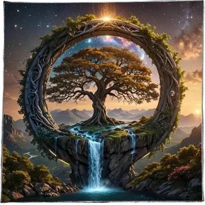 Tarots Tablecloth Altars Cloth Tree Waterfall Astrology Tablecloth Divinations Card Cloth Tapestry Wall Decoration