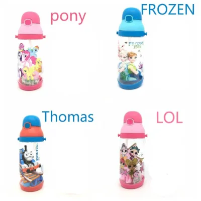 450ml Water Bottle LOL Paw Patrol Doraemon Cup Straw Drinking Cup Botol Air For Kids