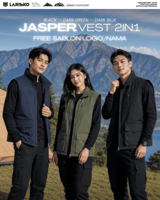 Larisko Vest Rompi Jasper 2IN1 Bolak Balik Windbreaker Multifungsi Free Sablon