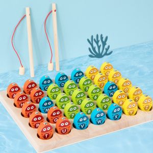Magnetic Fun Fishing Toys magnetic toys baby Fishing game Educational Early wooden toy Magnet game For Kids girls