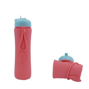 PANG8 Reuseable Foldable Silicone Water Bottle Portable Leak Proof Folding Water Cup Silicone Sport Bottles Twist Cap Collapsible Water Cups Hiking