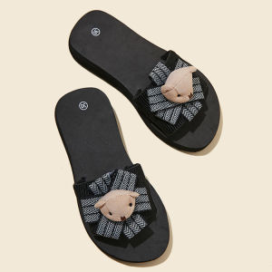 [Free Shipping] Large Size ChildrenS High-Heeled Slippers New Summer Outdoor Plush Bear Slip-On Wedges For Outdoor Wear