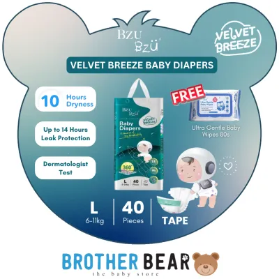 Bzu Bzu VelvetBreeze Baby Diapers - Tape/Pants | BROTHER BEAR