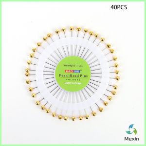 Mexin เข็มหมุดหัวแบน 1ชุดเข็มหมุด แพ็ค 40 เล่ม เข็มยาว หยิบจับถนัดมือ pin