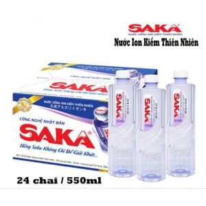 Thùng Nước Uống Ion Kiềm Thiên Nhiên SAKA 24 chai 550ml và 355nl