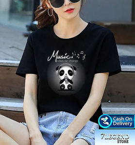 ONE7 FASHION  | ICE CREAM PANDA / Kaos distro wanita / Atasan wanita / Kaos viral / Kaos distro wanita keren lengan pendek/ T-Shirt wanita Kasual / Kaos cewek termurah /  baju kaos cewek hitam/ kaos Oblong hitam wanita dewasa/ Baju Oblong wanita keren