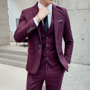 Maroon Burdy mens Korean-style slim fit color suit jacket groomsman dress singe dark gray