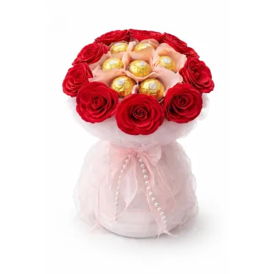 Luxury Ferrero Rocher Chocolate Flower Bouquet Gift Box | Birthday Valentine Anniversary Surprise Gift
