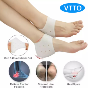 VTTO 1 Pair (2pcs) Silicone Gel Heel Protector Heel Cups Plantar Fasciitis Inserts Heel Pads Cushion Great for Leg Heel Pain Achilles Tendinitis Dry Anti Crack Moisturizing Ellgy Cracked Healing Foot Care Relief Sock Tumit Sakit