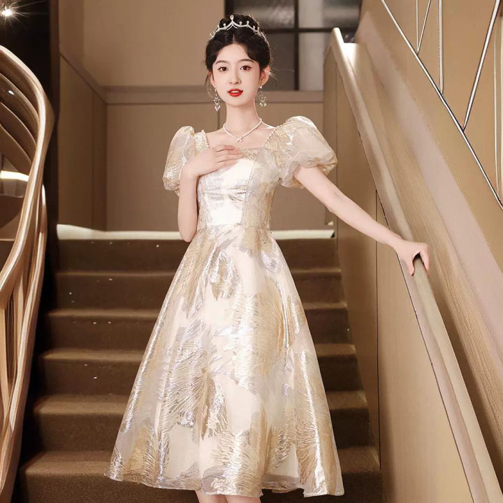 EAGLELY 2025 Womens French Mid Evening Dress Noble Temperament