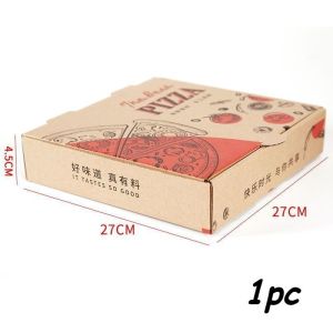 5Pcs Corrugated Pizza Packaging Boxes Printed Sturdy Eco-Friendly Box For Fresh & Hot Pizza Delivery