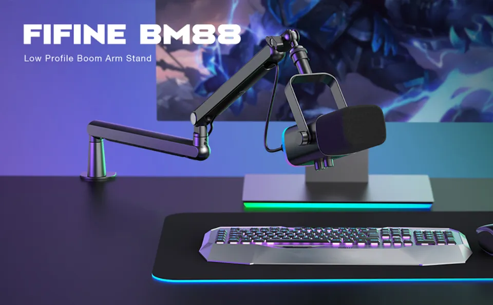 Fifine BM88 Microphone Arm Stand, Boom Arm Stand with Desk Mount