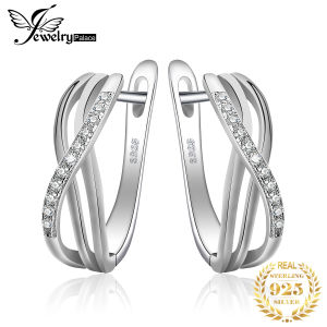 JewelryPalace Infinity Love Knot 925 Sterling Silver Clip Earrings Fashion Cubic Zirconia Wedding Bridal Huggie Earrings Women