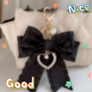 Sweet Pearl Heart Bow Design Keychain Premium Durable Bag Charm Cute Gift For Women Girls Who Love Fashion Accessories
