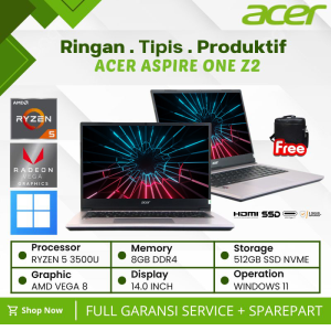 Laptop Gaming Murah Acer Aspire One Z2 14 Ryzen 5 3500U 8GB 512GB SSD 14" Vega 8 Windows 11 - Silver