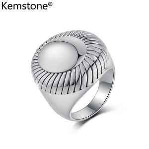 Kemstone Geometric Titanium Steel Stackable Rings Womens Ins Fashion Jewelry Bold & Minimalist