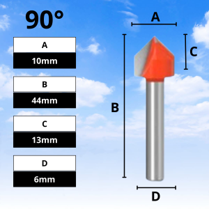 Mata router V bit 3D carbide untuk kayu shank 6mm V groove