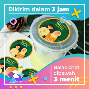 2-4 Cetak Sticker Label Bulat Idul Fitri Stiker Lebaran Toples Label Kue