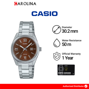 Jam Tangan Wanita Casio LTP-1302DD-5A Brown Dial Silver Stainless Steel Band