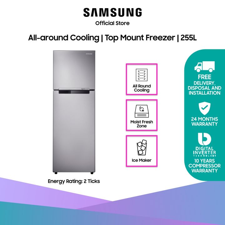 Samsung RT25FARADSA/SS, Top Mount Freezer Refrigerator, 255L, 2 Ticks